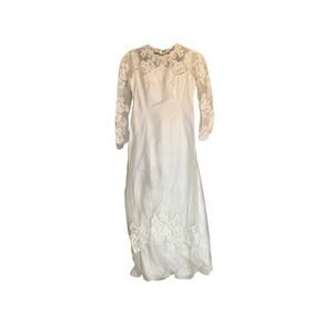 Vintage 60’s Wedding Dress Lace & Satin 8 See Measurements Boho